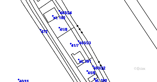 Parcela st. 453/23 v KÚ Niměřice, Katastrální mapa