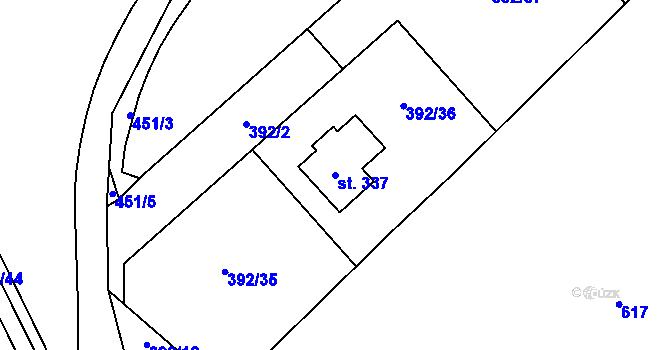 Parcela st. 337 v KÚ Niměřice, Katastrální mapa