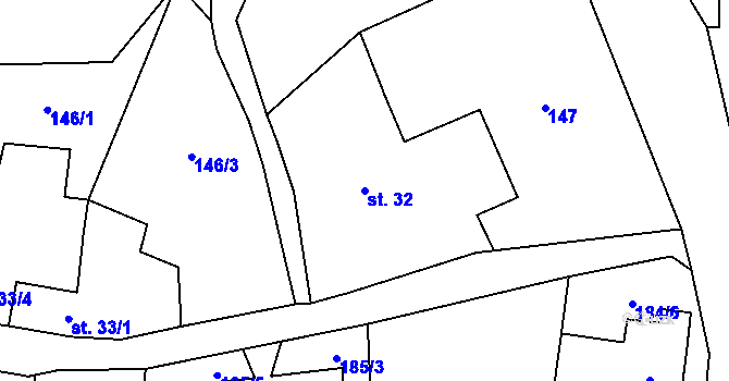 Parcela st. 32 v KÚ Nimpšov, Katastrální mapa