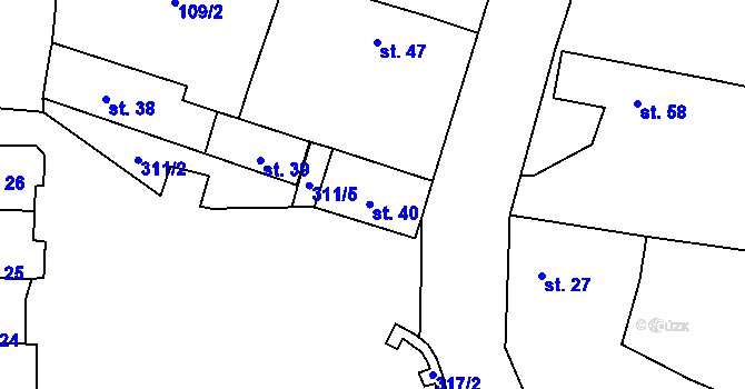 Parcela st. 40 v KÚ Nimpšov, Katastrální mapa