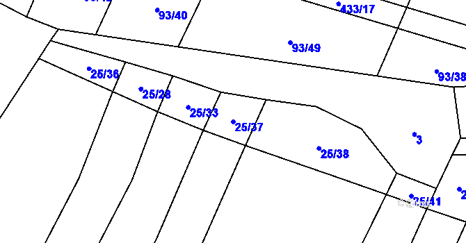 Parcela st. 25/37 v KÚ Nimpšov, Katastrální mapa