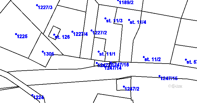 Parcela st. 11/1 v KÚ Černětice, Katastrální mapa
