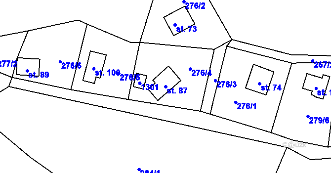 Parcela st. 87 v KÚ Černětice, Katastrální mapa
