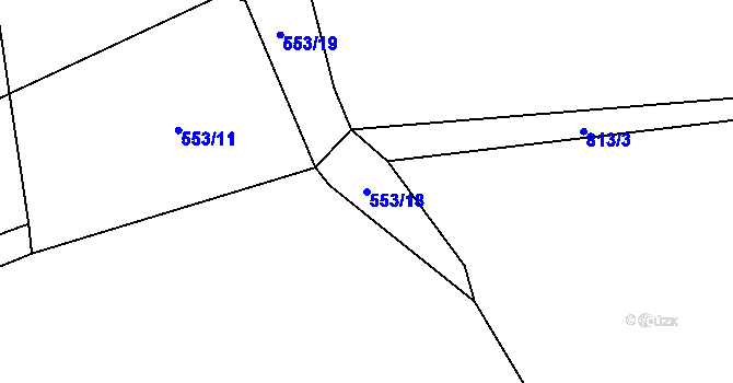 Parcela st. 553/18 v KÚ Černětice, Katastrální mapa