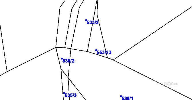 Parcela st. 553/23 v KÚ Černětice, Katastrální mapa