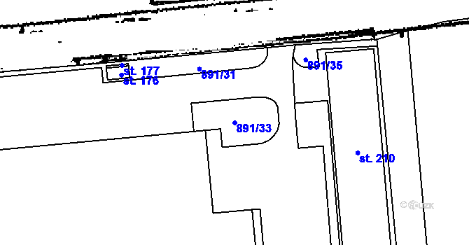 Parcela st. 891/33 v KÚ Nišovice, Katastrální mapa
