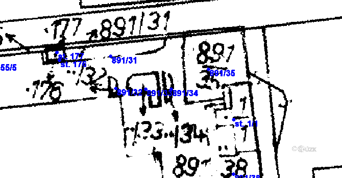 Parcela st. 891/34 v KÚ Nišovice, Katastrální mapa