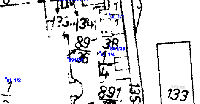 Parcela st. 1/4 v KÚ Nišovice, Katastrální mapa