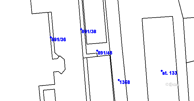 Parcela st. 891/48 v KÚ Nišovice, Katastrální mapa