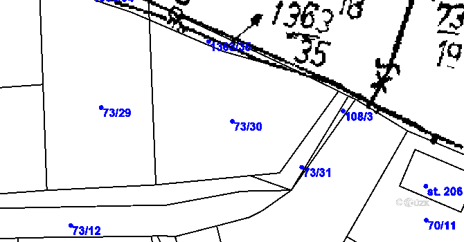 Parcela st. 73/30 v KÚ Nišovice, Katastrální mapa
