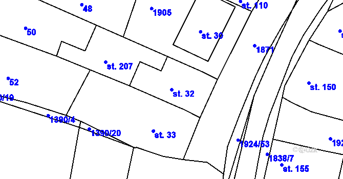 Parcela st. 32 v KÚ Nítkovice, Katastrální mapa
