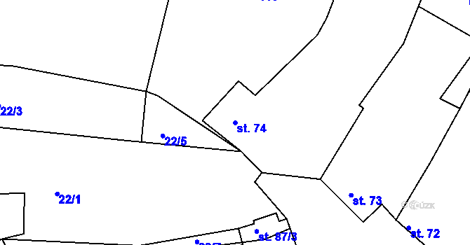 Parcela st. 74 v KÚ Nítkovice, Katastrální mapa