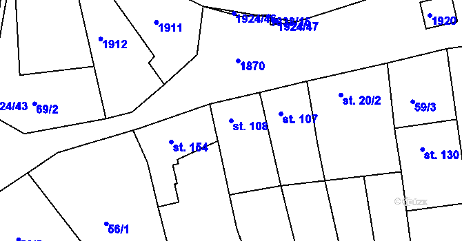 Parcela st. 108 v KÚ Nítkovice, Katastrální mapa