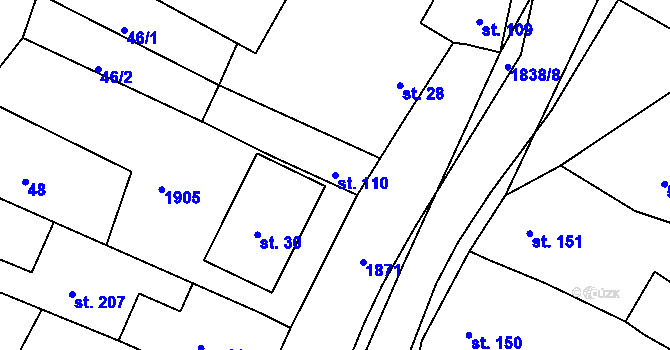 Parcela st. 110 v KÚ Nítkovice, Katastrální mapa