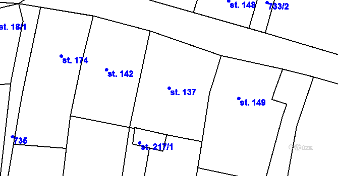 Parcela st. 137 v KÚ Nítkovice, Katastrální mapa