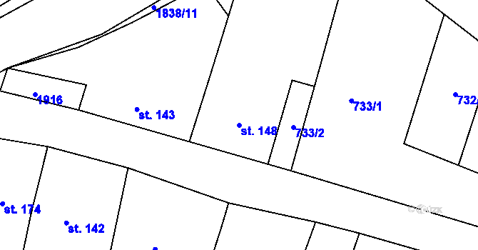 Parcela st. 148 v KÚ Nítkovice, Katastrální mapa