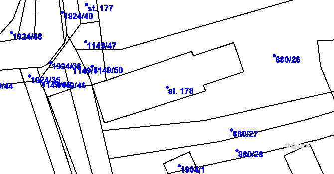 Parcela st. 178 v KÚ Nítkovice, Katastrální mapa