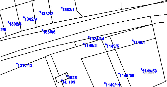 Parcela st. 1149/3 v KÚ Nítkovice, Katastrální mapa