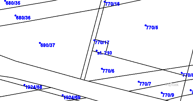 Parcela st. 210 v KÚ Nítkovice, Katastrální mapa