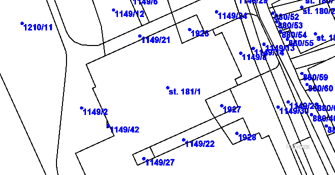 Parcela st. 181/1 v KÚ Nítkovice, Katastrální mapa