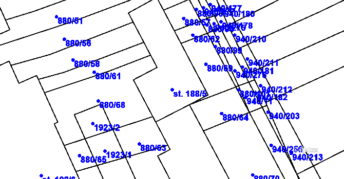 Parcela st. 188/5 v KÚ Nítkovice, Katastrální mapa