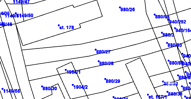 Parcela st. 880/27 v KÚ Nítkovice, Katastrální mapa