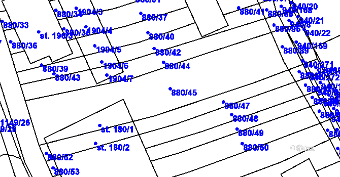 Parcela st. 880/45 v KÚ Nítkovice, Katastrální mapa