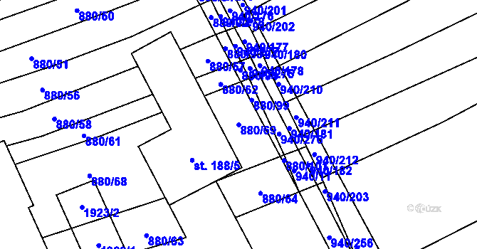 Parcela st. 880/69 v KÚ Nítkovice, Katastrální mapa
