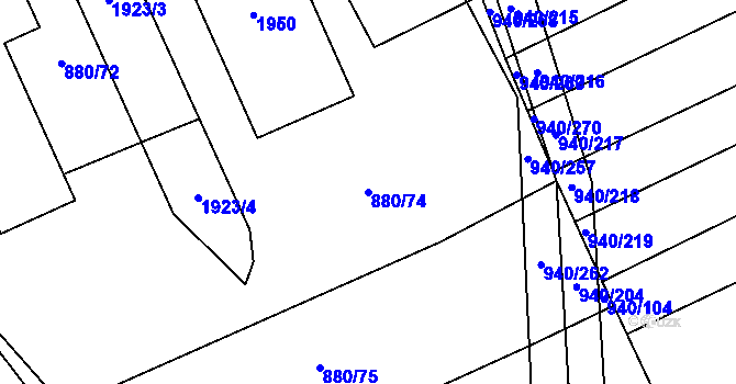 Parcela st. 880/74 v KÚ Nítkovice, Katastrální mapa