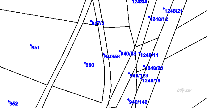 Parcela st. 940/58 v KÚ Nítkovice, Katastrální mapa