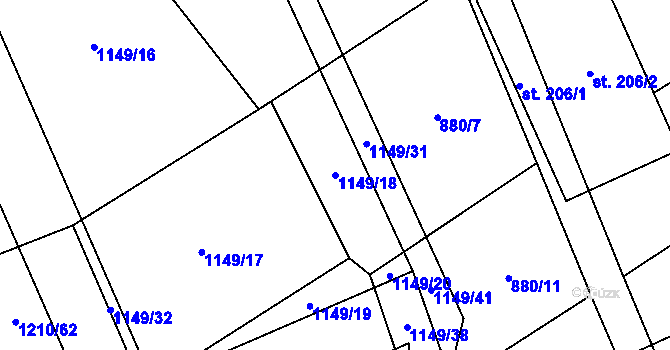 Parcela st. 1149/18 v KÚ Nítkovice, Katastrální mapa