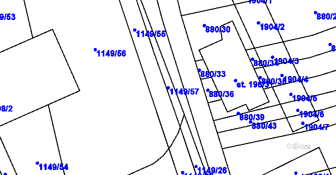 Parcela st. 1149/57 v KÚ Nítkovice, Katastrální mapa