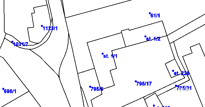 Parcela st. 1/1 v KÚ Niva, Katastrální mapa