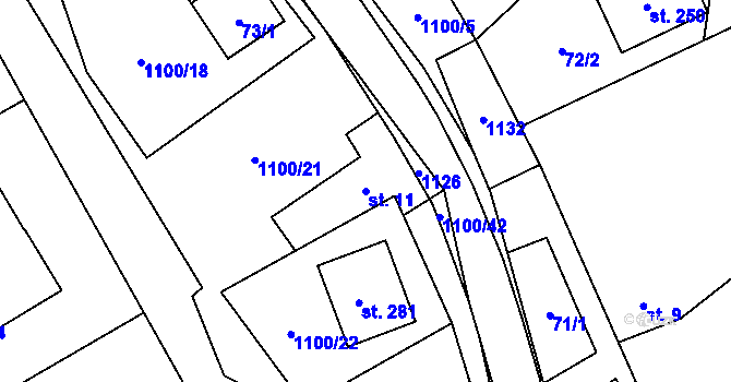 Parcela st. 11 v KÚ Niva, Katastrální mapa