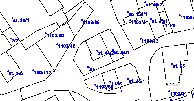 Parcela st. 44/2 v KÚ Niva, Katastrální mapa