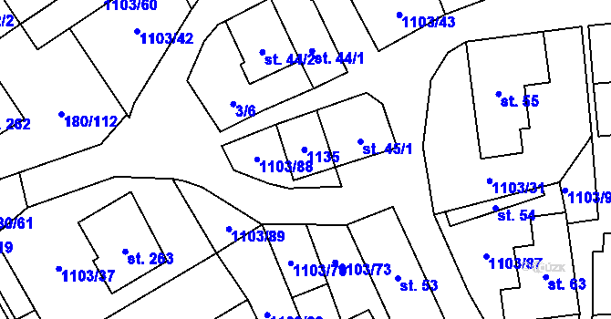 Parcela st. 45/2 v KÚ Niva, Katastrální mapa
