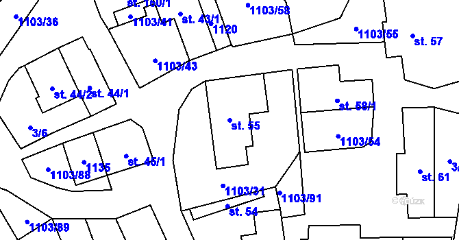 Parcela st. 55 v KÚ Niva, Katastrální mapa