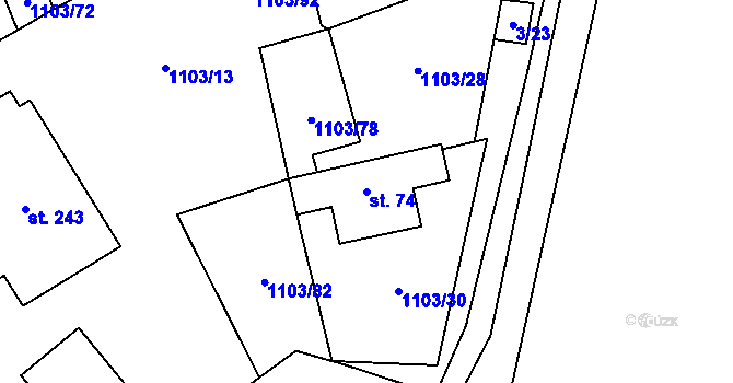 Parcela st. 74 v KÚ Niva, Katastrální mapa