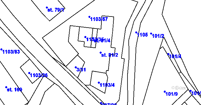 Parcela st. 81/2 v KÚ Niva, Katastrální mapa