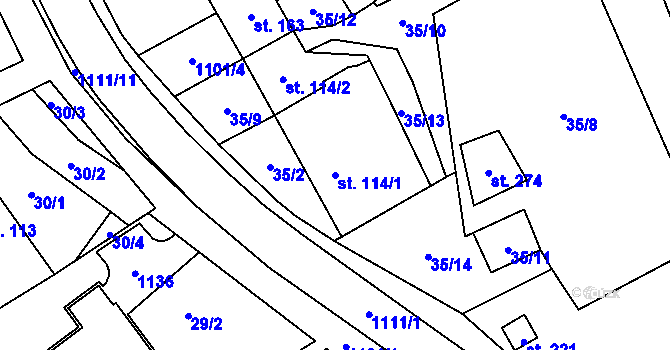 Parcela st. 114/1 v KÚ Niva, Katastrální mapa