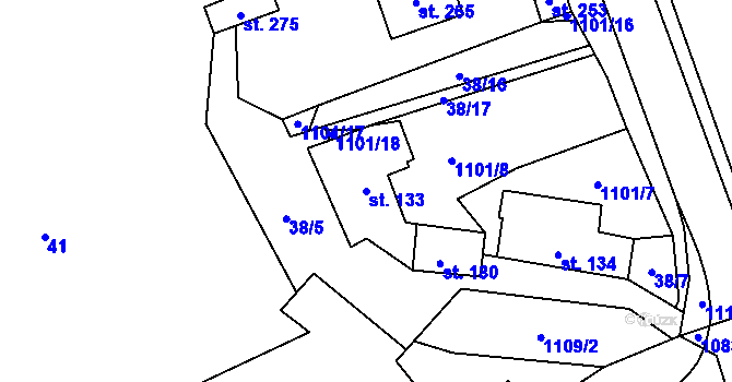 Parcela st. 133 v KÚ Niva, Katastrální mapa