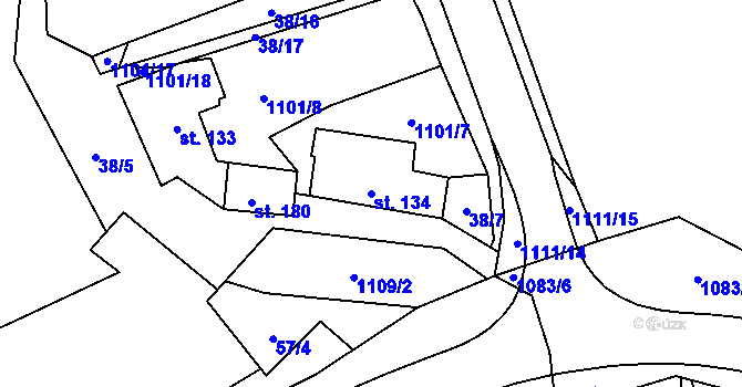Parcela st. 134 v KÚ Niva, Katastrální mapa