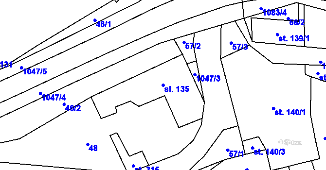Parcela st. 135 v KÚ Niva, Katastrální mapa