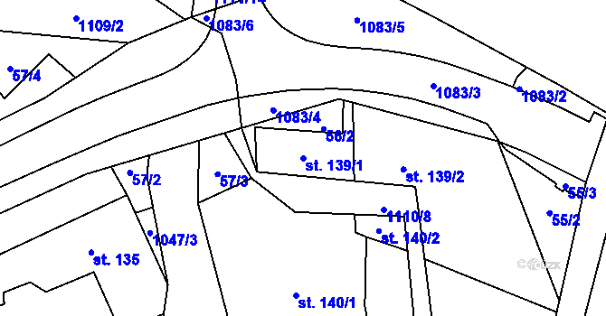 Parcela st. 139/1 v KÚ Niva, Katastrální mapa
