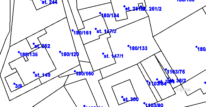 Parcela st. 147/1 v KÚ Niva, Katastrální mapa