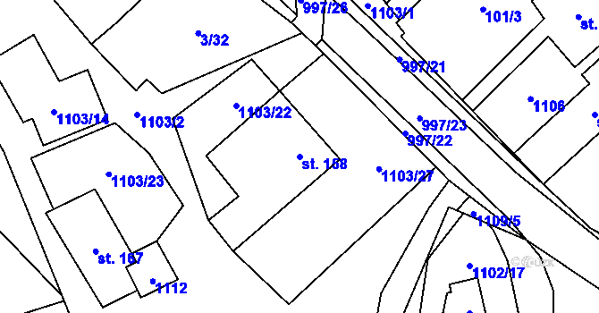 Parcela st. 158 v KÚ Niva, Katastrální mapa