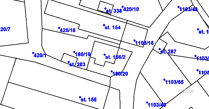 Parcela st. 166/2 v KÚ Niva, Katastrální mapa