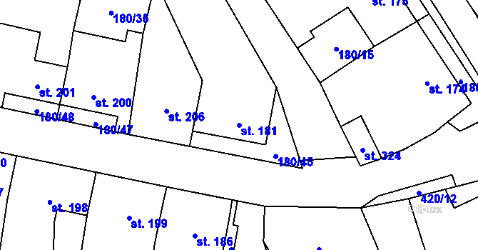 Parcela st. 181 v KÚ Niva, Katastrální mapa