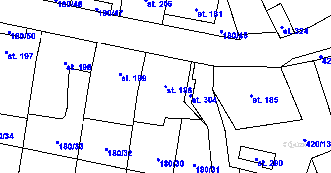 Parcela st. 186 v KÚ Niva, Katastrální mapa