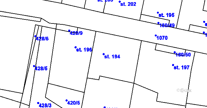 Parcela st. 194 v KÚ Niva, Katastrální mapa